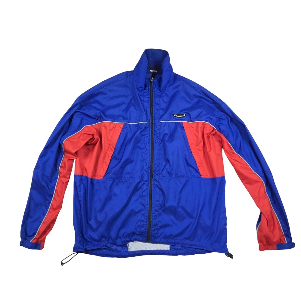 Hind Windbreaker Jacket Blue Red Colorblock Full Zip Reflective Vintage 90s Dist